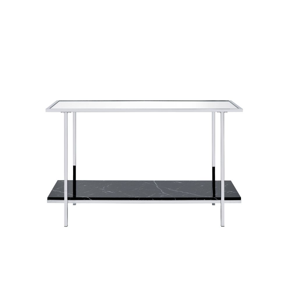 ACME - Angwin Console Table in Faux Marble Top/Chrome