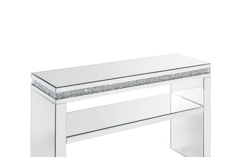 ACME - Noralie Sofa Table in Mirrored/Faux Diamonds (90675)