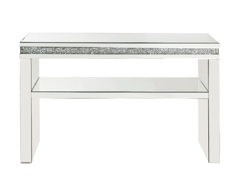 ACME - Noralie Sofa Table in Mirrored/Faux Diamonds (90675)