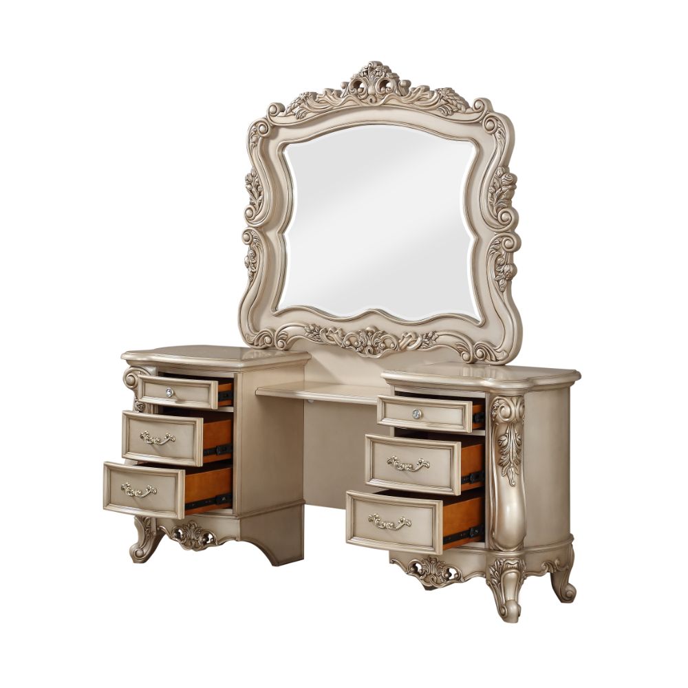 ACME - Gorsedd Vanity Desk in Golden Ivory