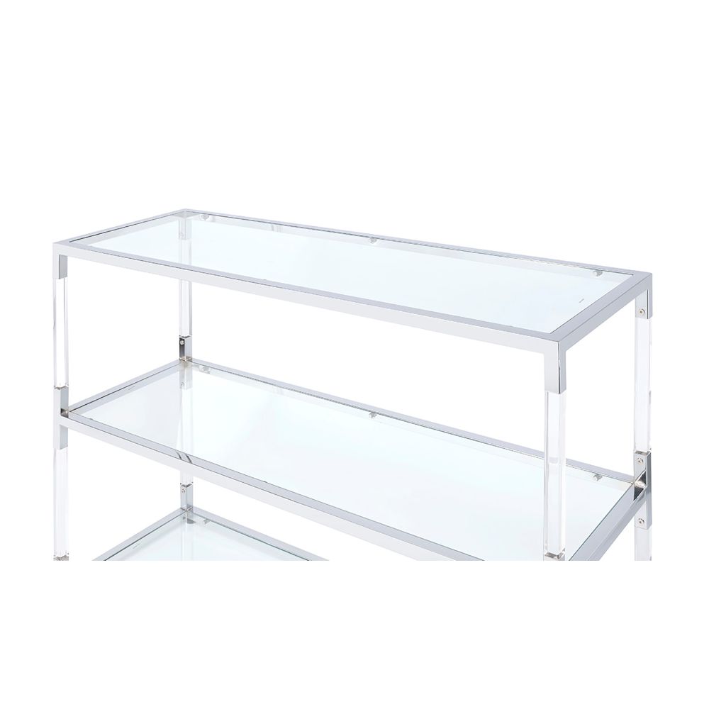 ACME - Raegan TV Stand in Clear Acrylic/Chrome/Clear Glass