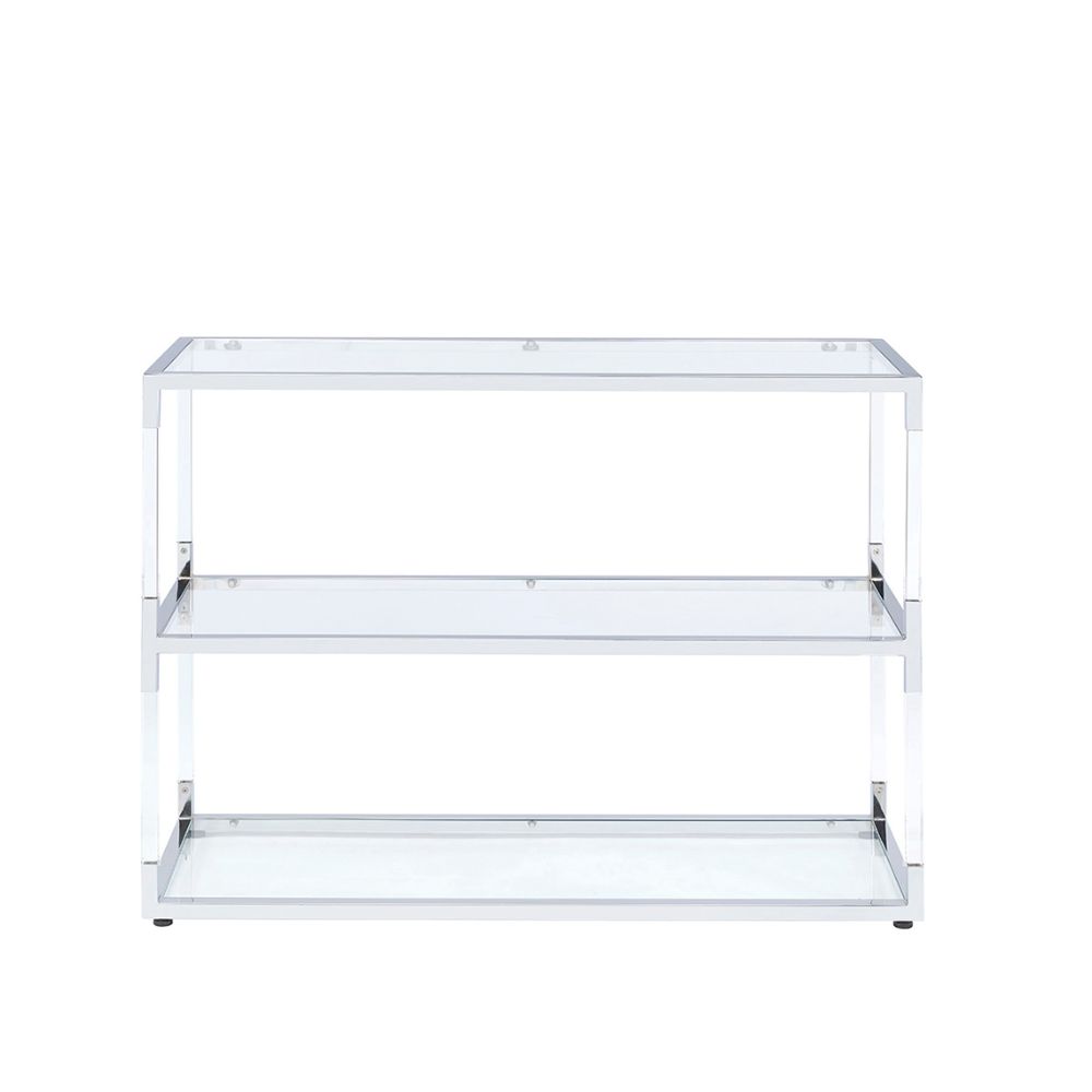 ACME - Raegan TV Stand in Clear Acrylic/Chrome/Clear Glass