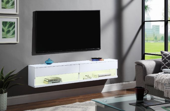 ACME Ximena Floating TV Stand with Led - White Finish