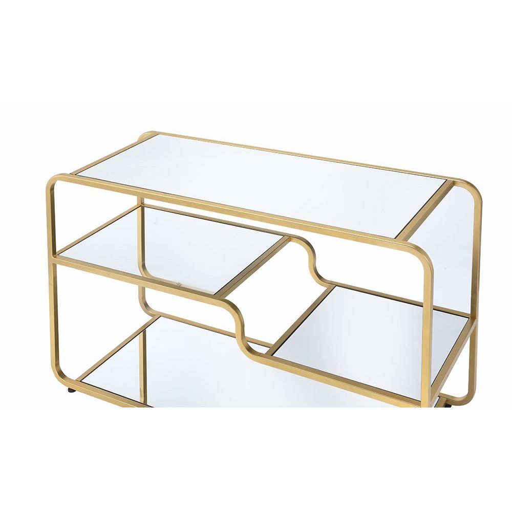 ACME - Astrid TV Stand in Mirrored/Gold