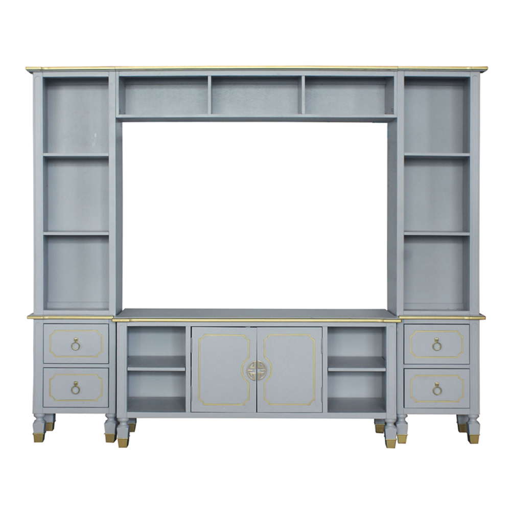 ACME - House Marchese Entertainment Center in Gold Trim/Pearl Gray