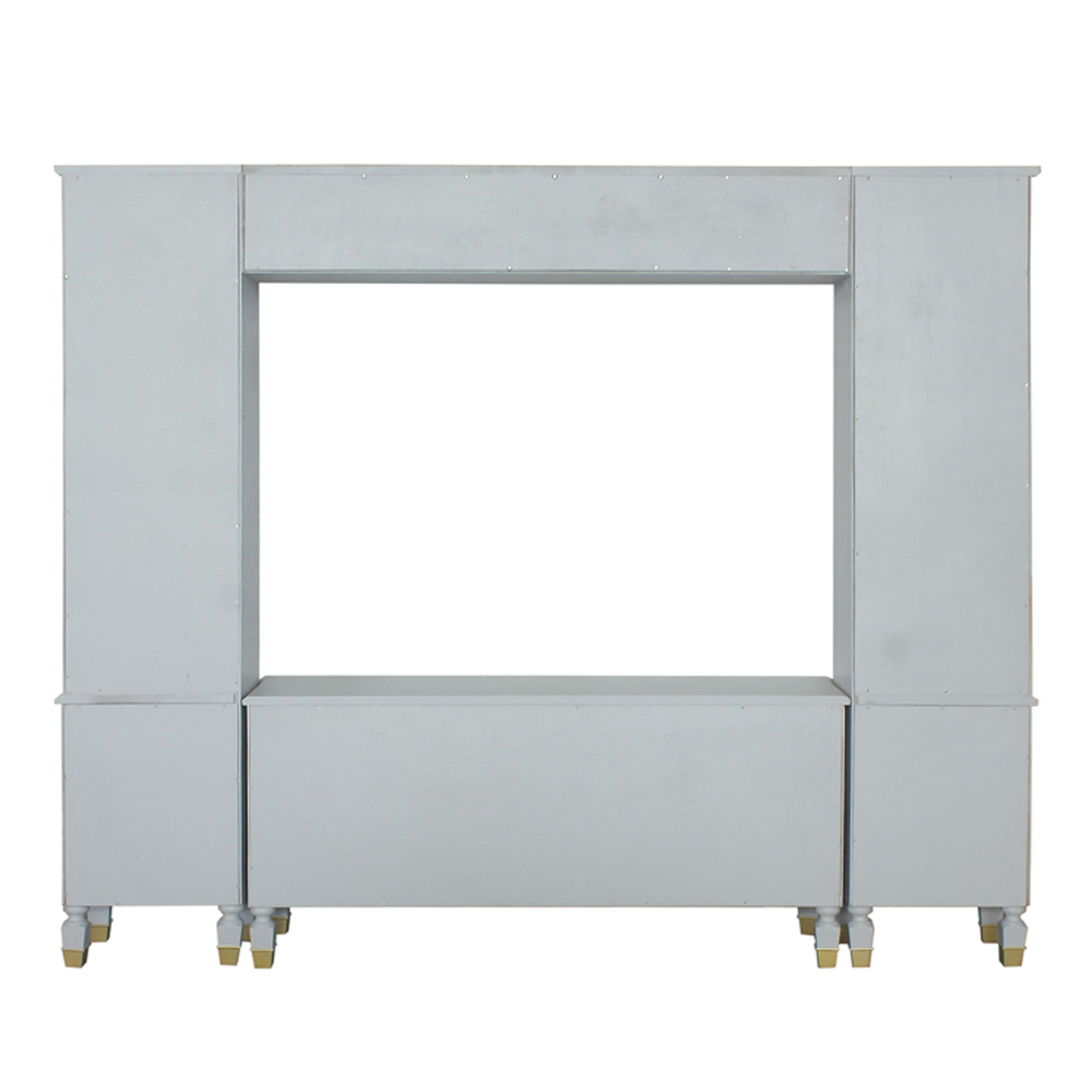 ACME - House Marchese Entertainment Center in Gold Trim/Pearl Gray