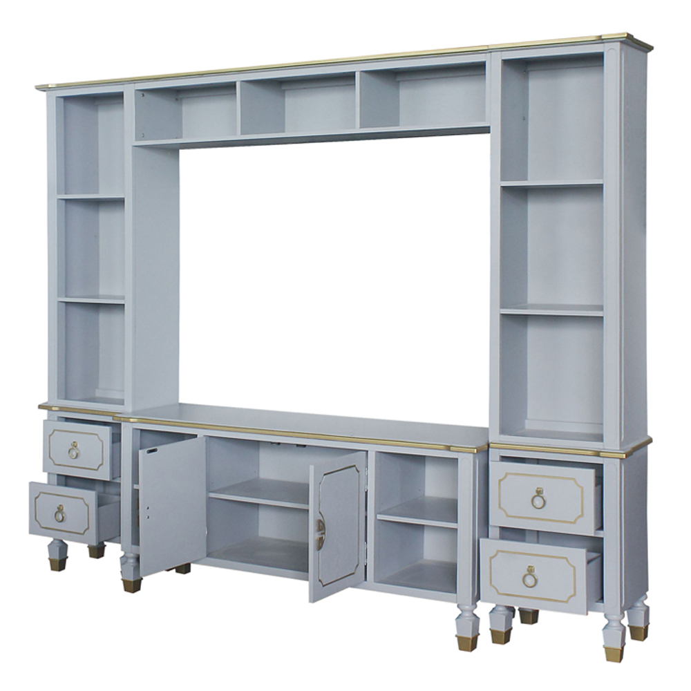 ACME - House Marchese Entertainment Center in Gold Trim/Pearl Gray