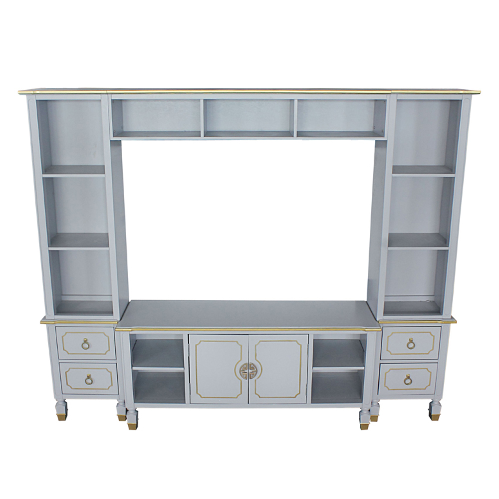 ACME - House Marchese Entertainment Center in Gold Trim/Pearl Gray