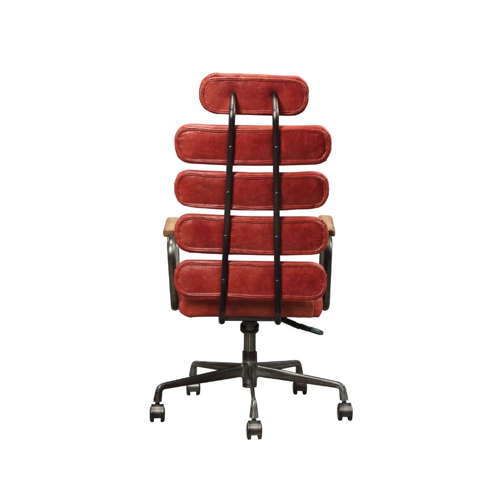 ACME Calan Leather Executive Office Chair - Vintage Red