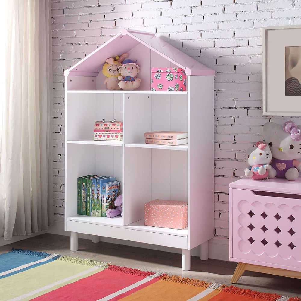 ACME - Doll Cottage Bookshelf in White/Pink