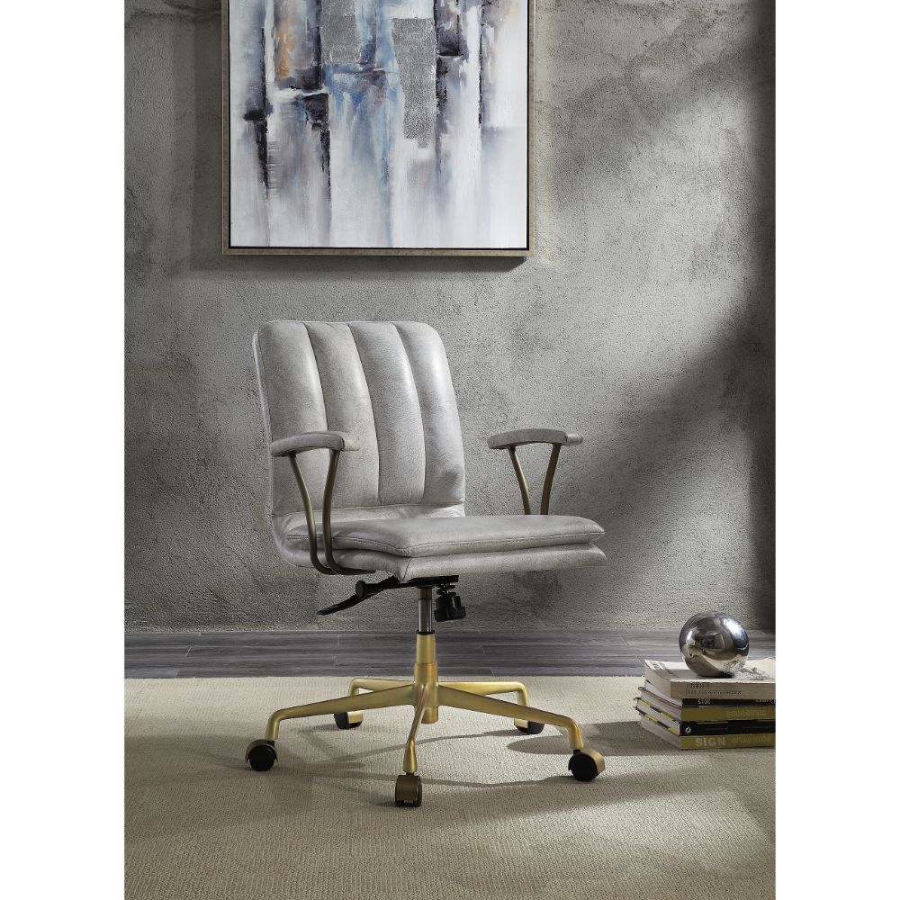 ACME - Damir Office Chair in Vintage White/Chrome