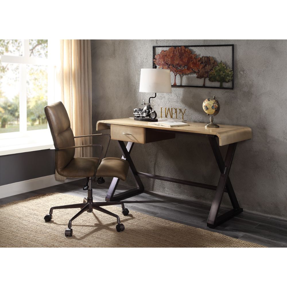 ACME - Danton Executive Writing Desk in Gold Aluminum