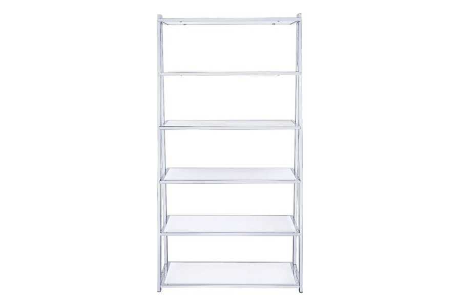 ACME Coleen Bookshelf - White High Gloss/Chrome