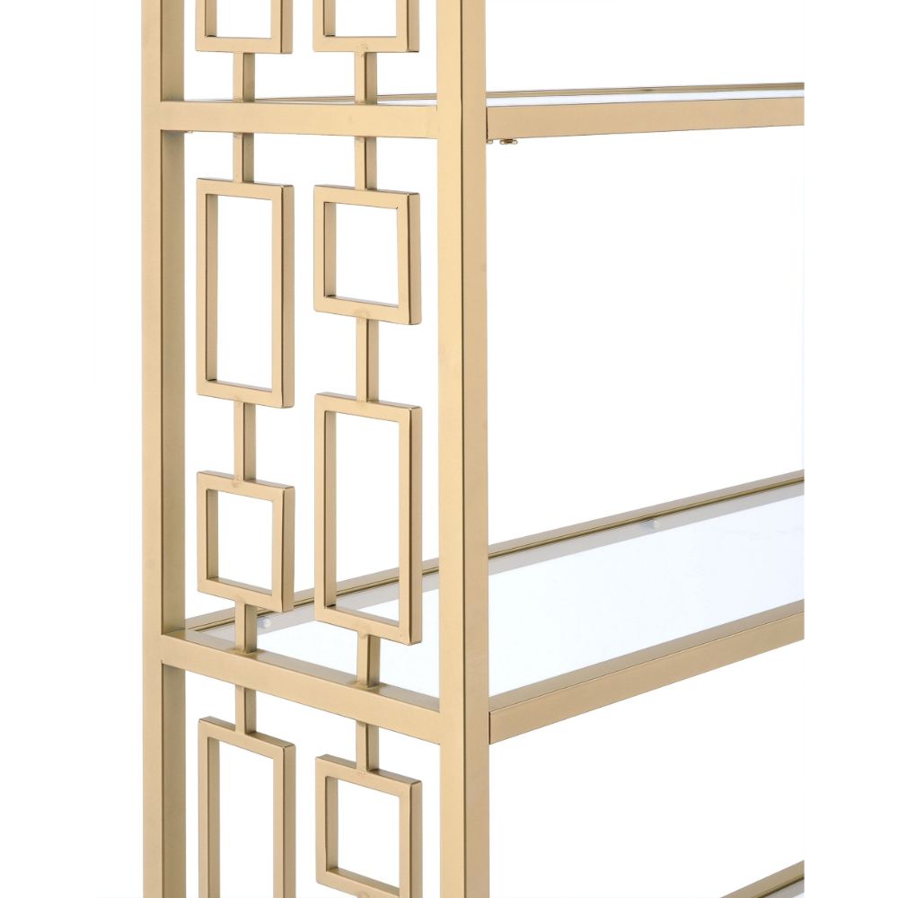 ACME - Blanrio Bookcase in Clear Glass/Gold