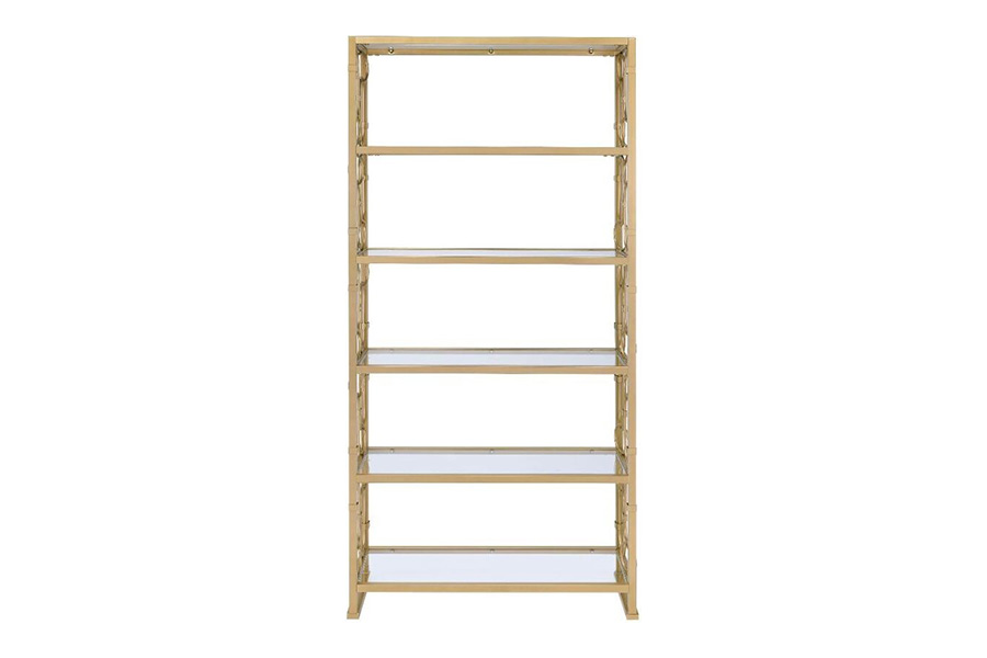 ACME Milavera Bookshelf - Clear Glass/Gold