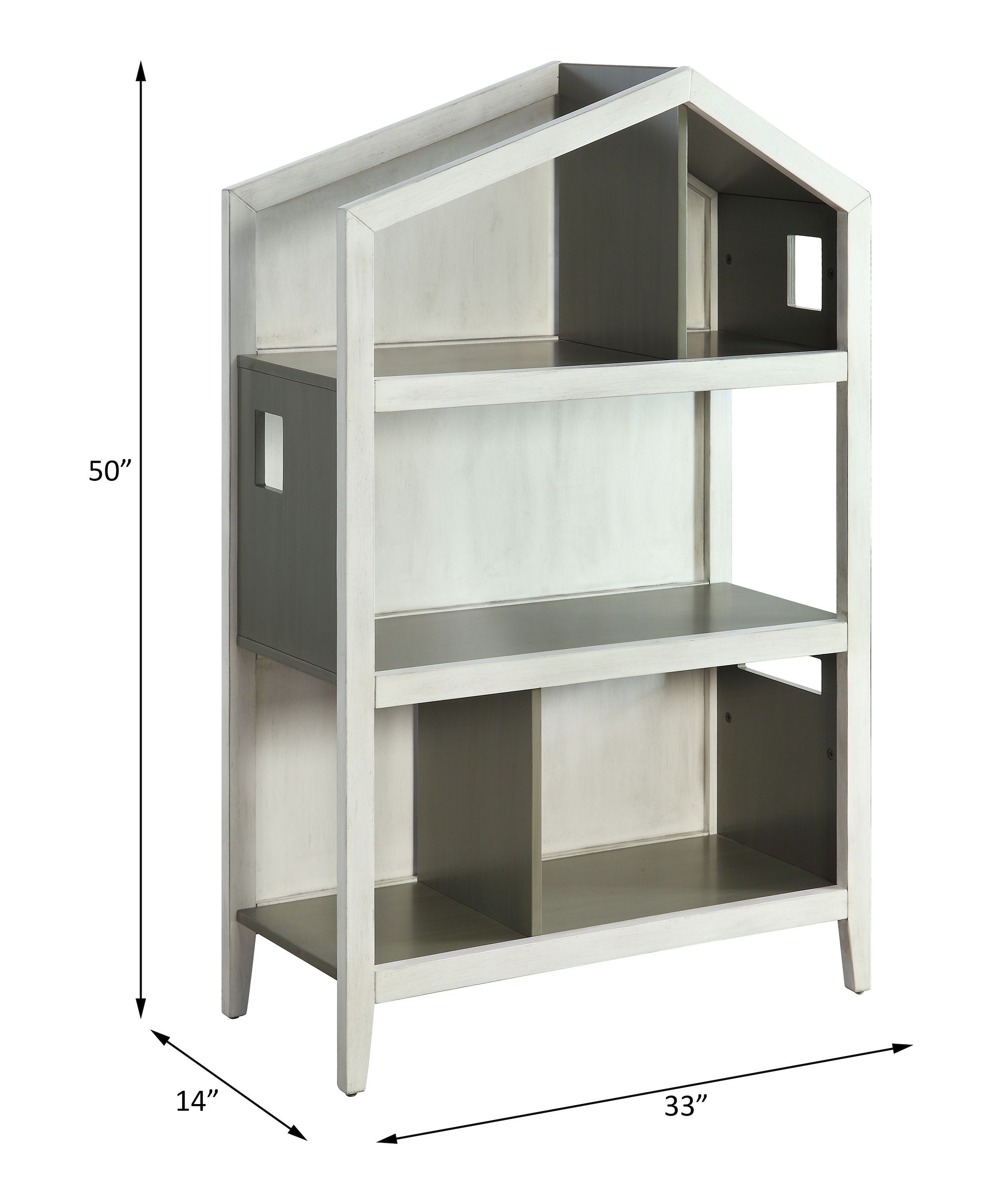 ACME Doll Cottage Bookcase - Weathered White/Washed Gray