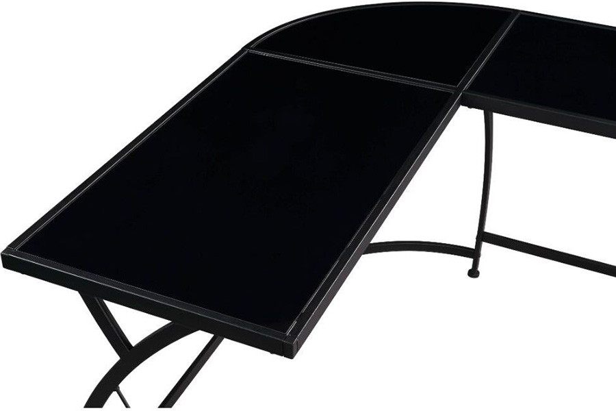 ACME Janison Desk - Black Glass and Black