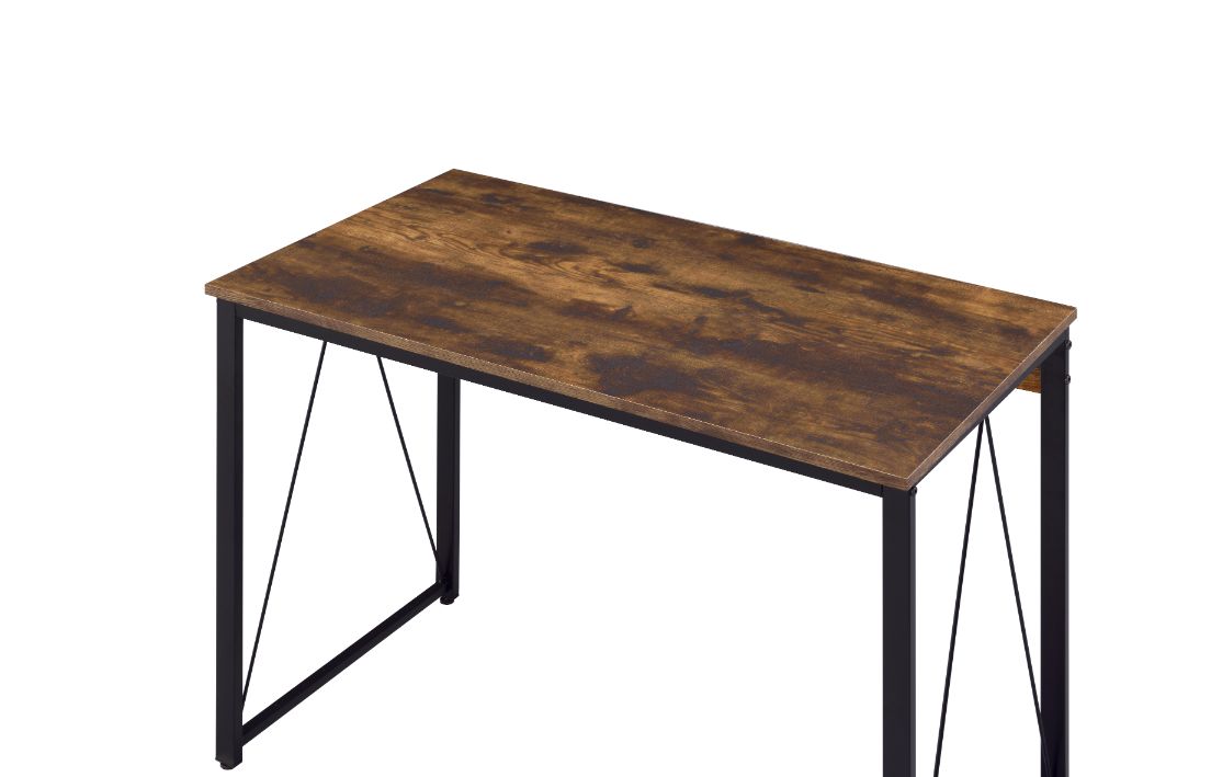 ACME Zaidin Writing Desk - Weathered Oak and Black Finish, W 35"