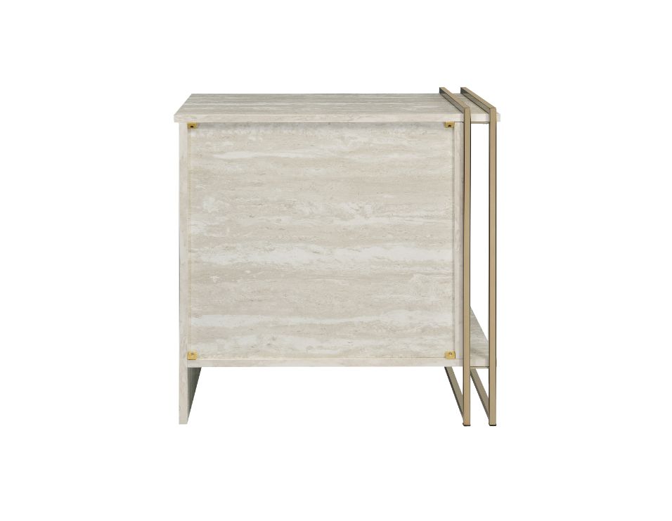 ACME - Tyeid Accent Table in Antique White/Gold