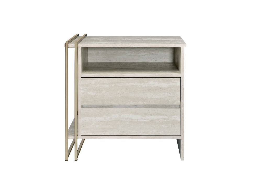 ACME - Tyeid Accent Table in Antique White/Gold