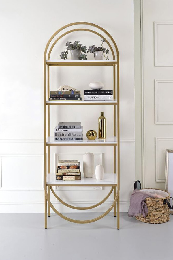 ACME™ Lightmane Bookshelf - White High Gloss/Gold