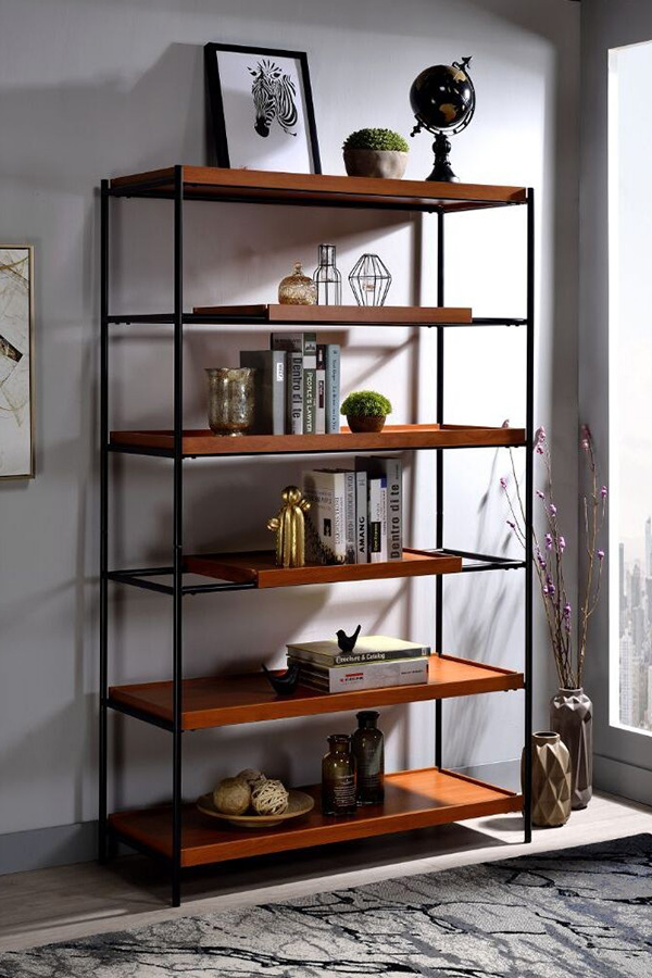 ACME - Oaken Bookshelf in Honey Oak/Black