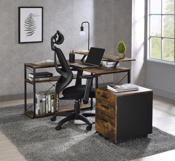 ACME Drebo Writing Desk - Weathered Oak/Black