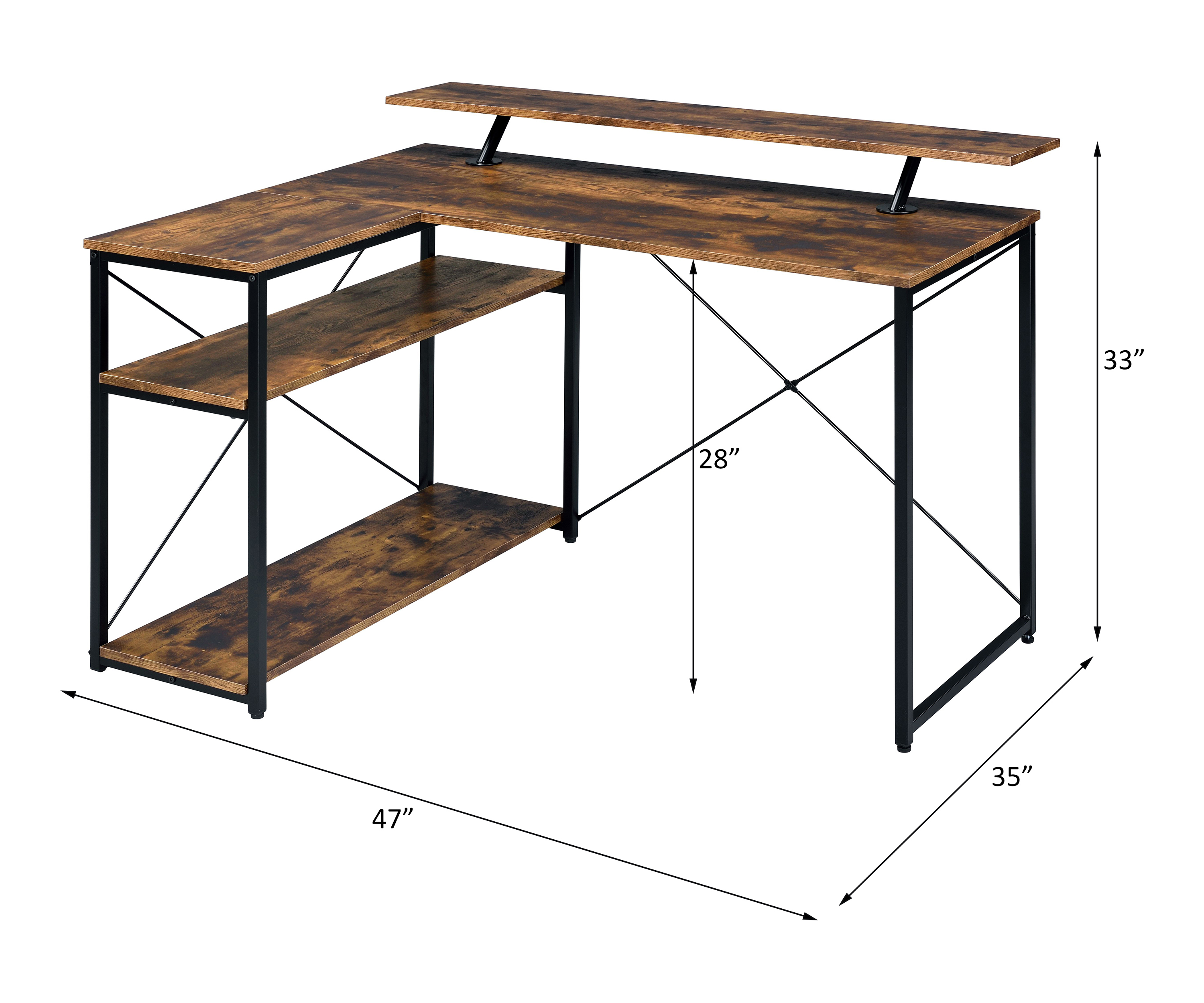 ACME Drebo Writing Desk - Weathered Oak/Black