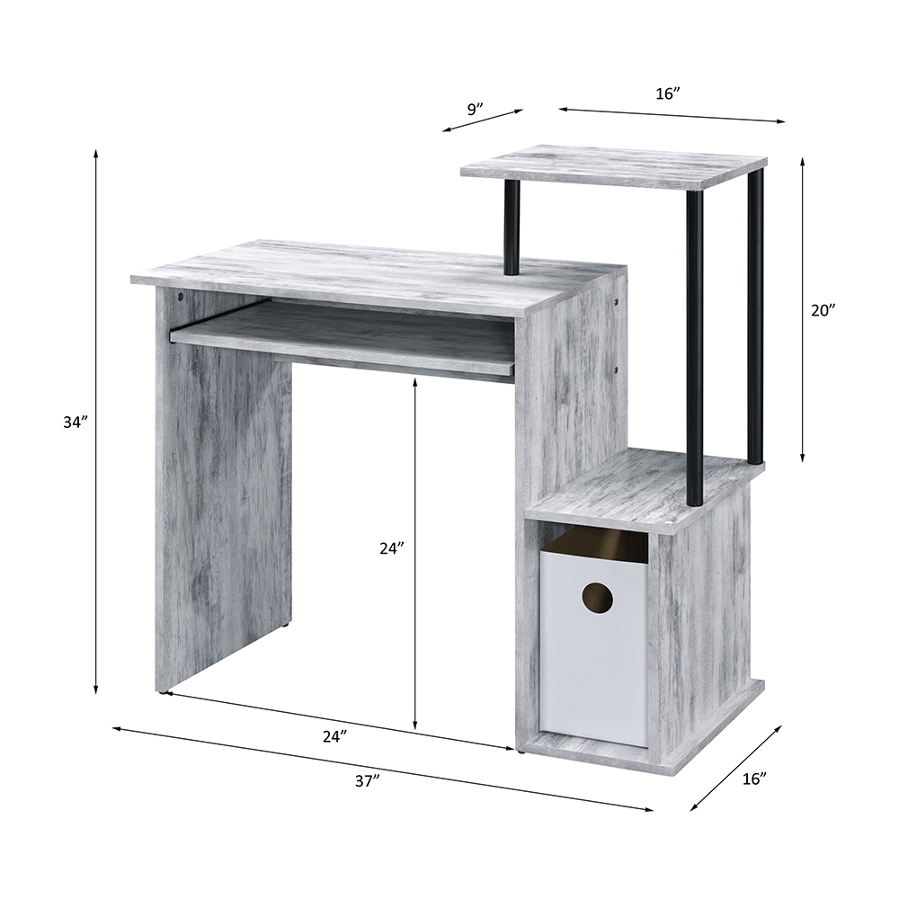 ACME Lyphre Computer Desk - Antique White and Black Finish