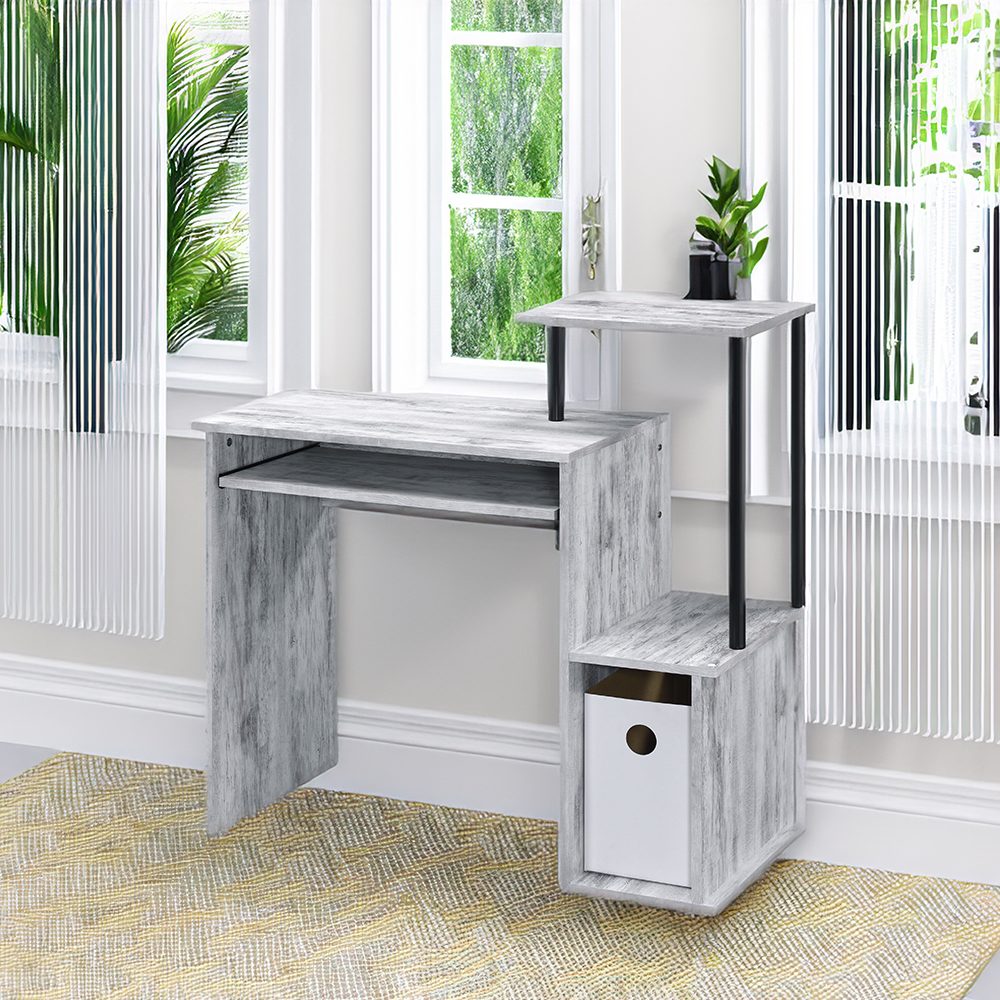 ACME Lyphre Computer Desk - Antique White and Black Finish