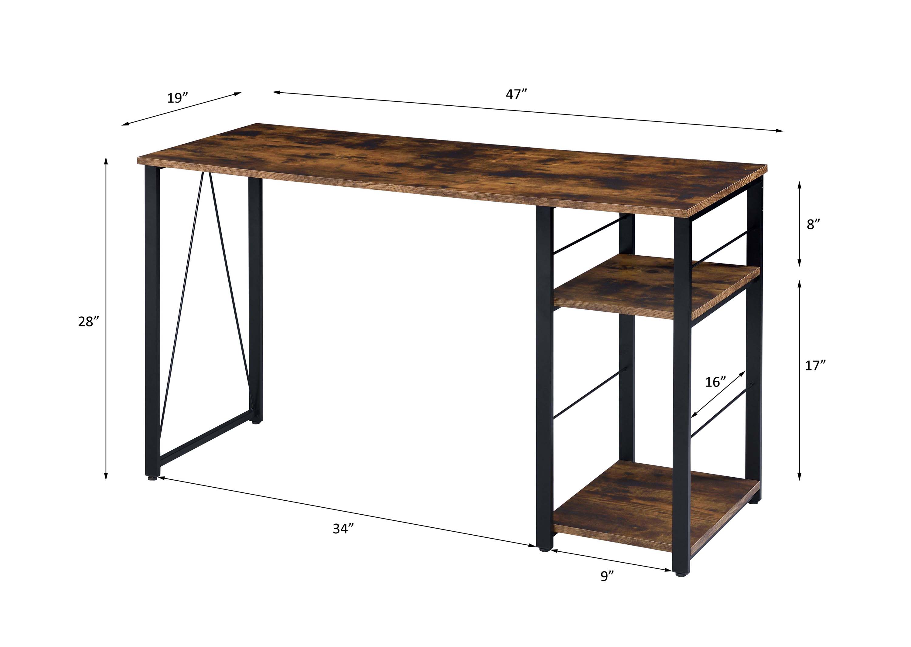 ACME Vadna Writing Desk - Weathered Oak and Black Finish