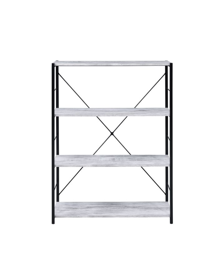 ACME Tesadea Bookshelf - Antique White and Black Finish, 4-Tier