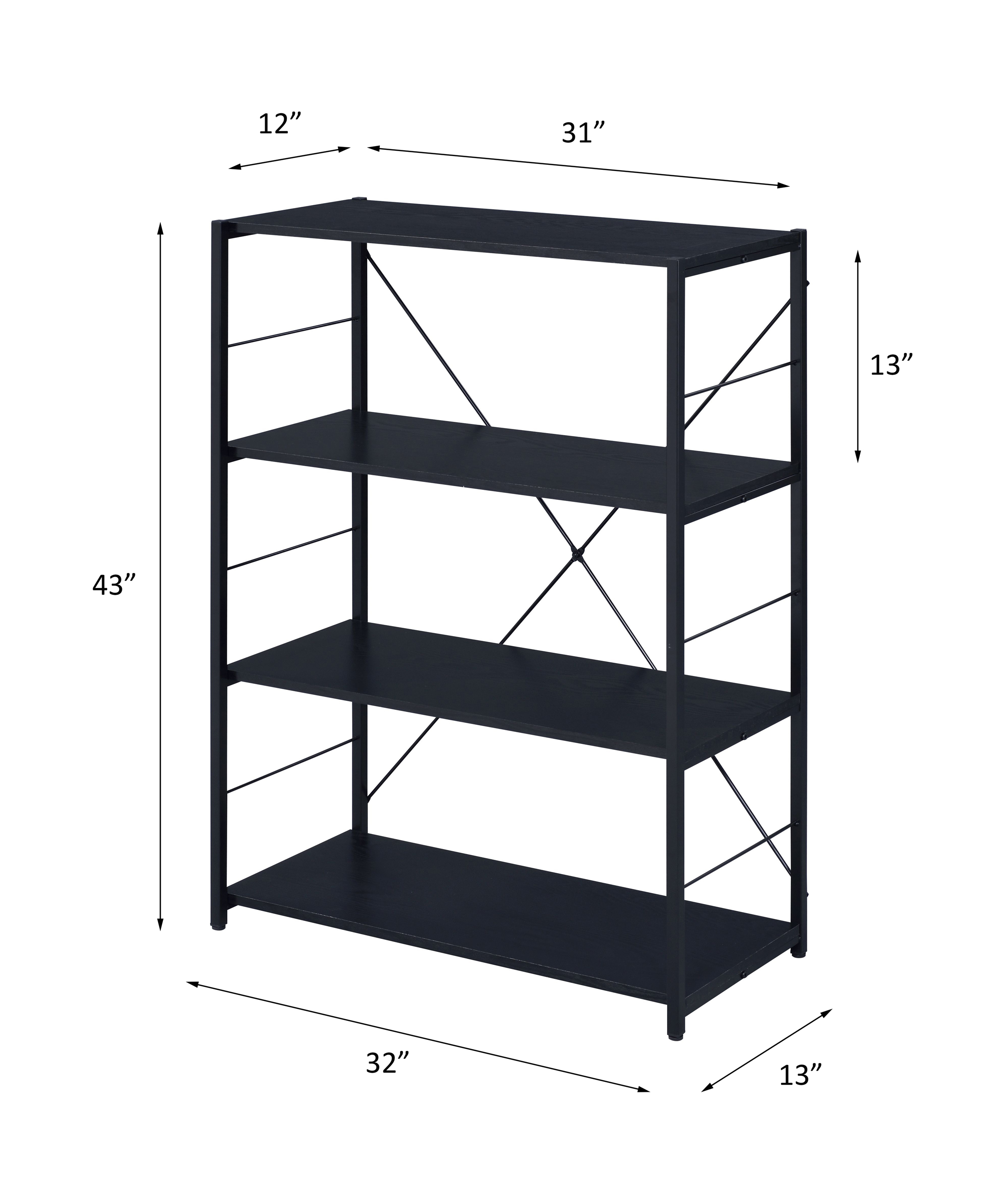 ACME Tesadea Bookshelf - Black, 4-Tier (92775)