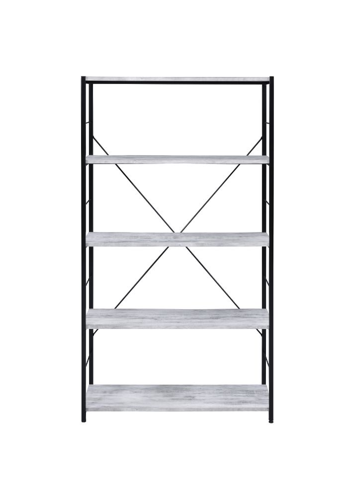 ACME Tesadea Bookshelf - Antique White and Black Finish, 5-Tier