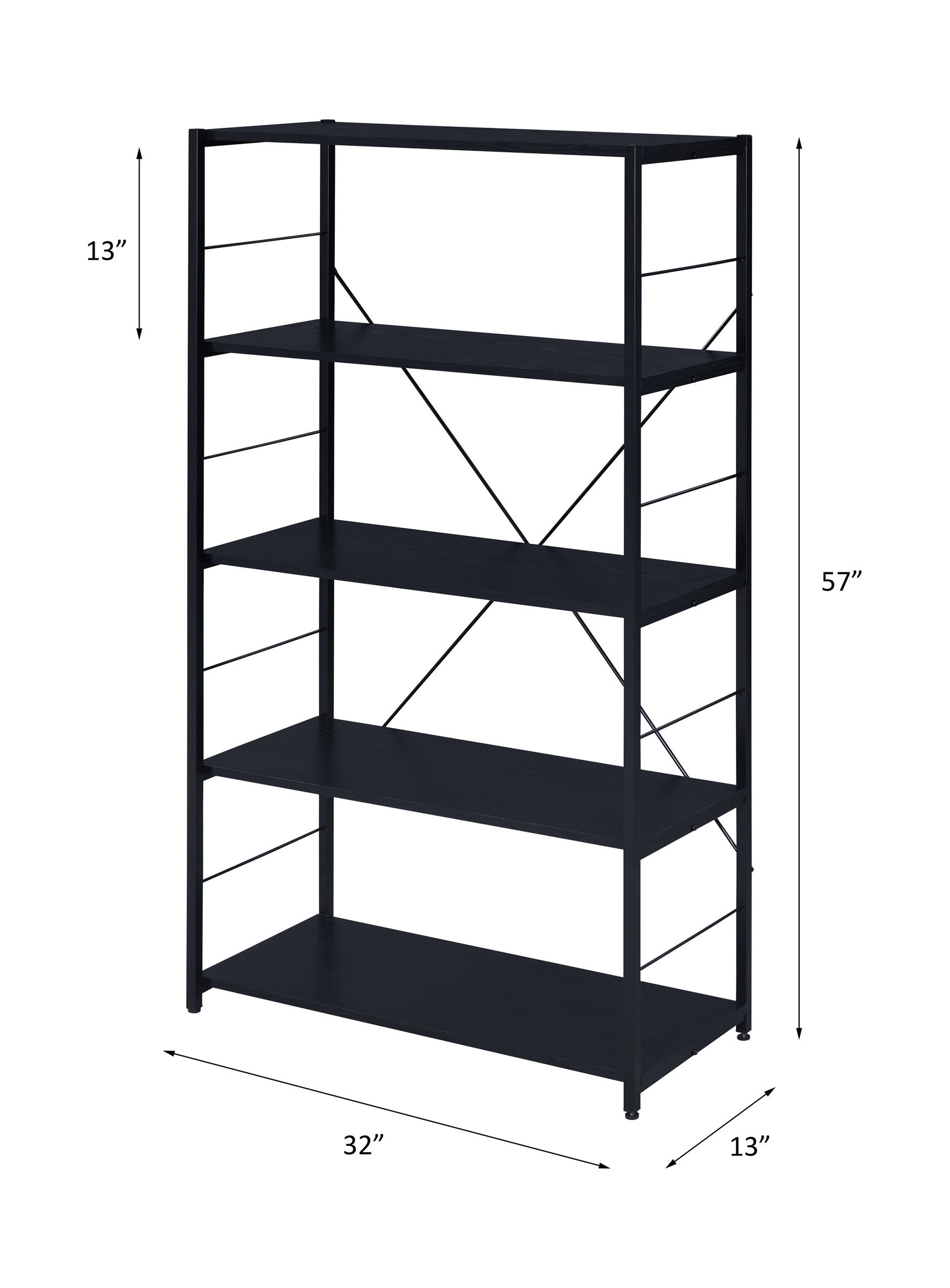 ACME Tesadea Bookshelf - Black Finish, 5-Tier