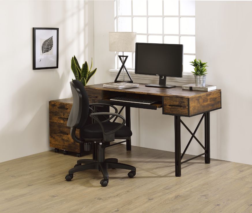 ACME - Settea Computer Desk in Weathered Oak/Black