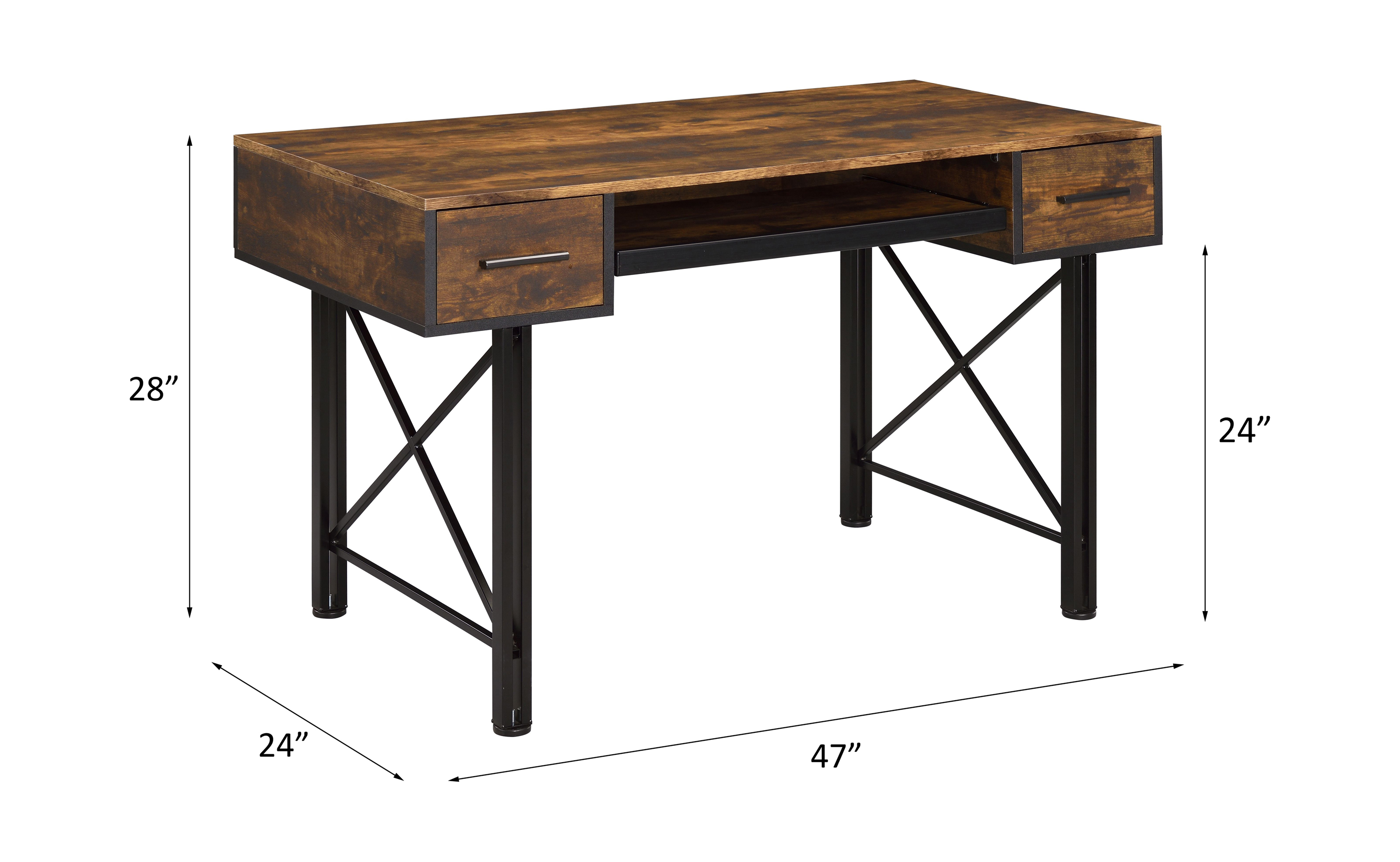 ACME - Settea Computer Desk in Weathered Oak/Black