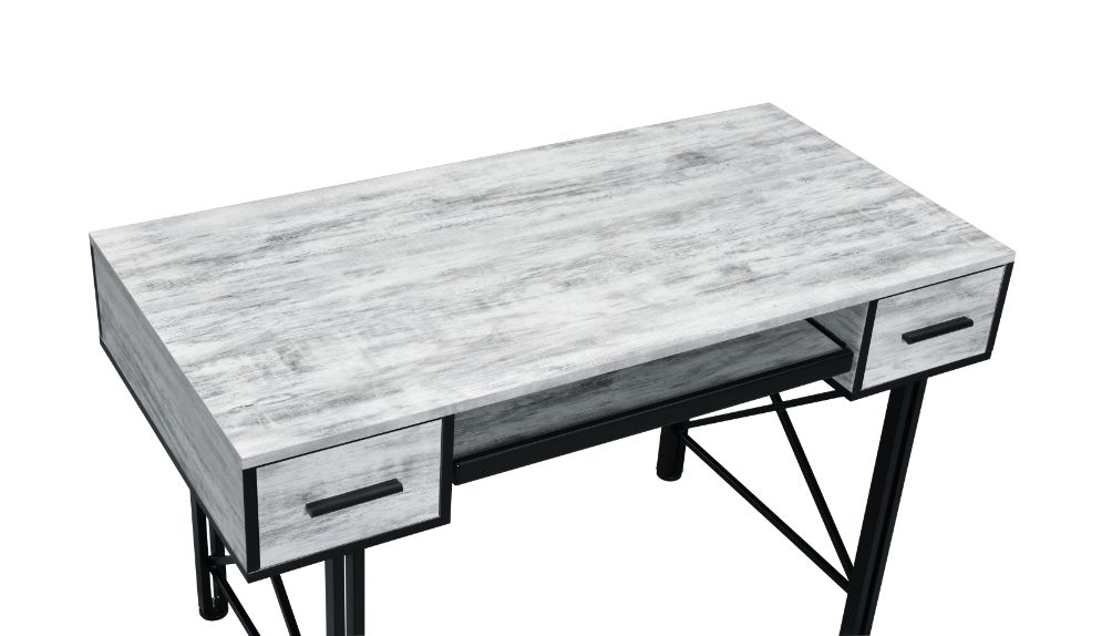 ACME Settea Computer Desk - Antique White and Black Finish