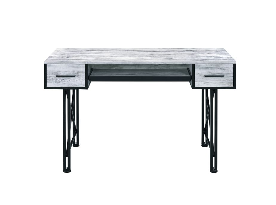 ACME Settea Computer Desk - Antique White and Black Finish