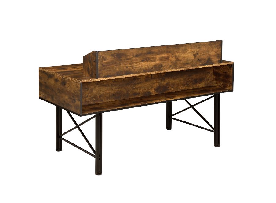 ACME Safea Computer Desk - Weathered Oak and Black Finish