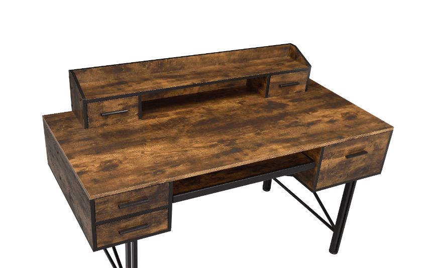 ACME Safea Computer Desk - Weathered Oak and Black Finish