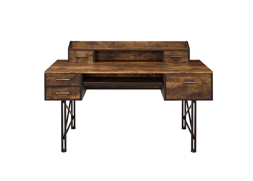 ACME Safea Computer Desk - Weathered Oak and Black Finish