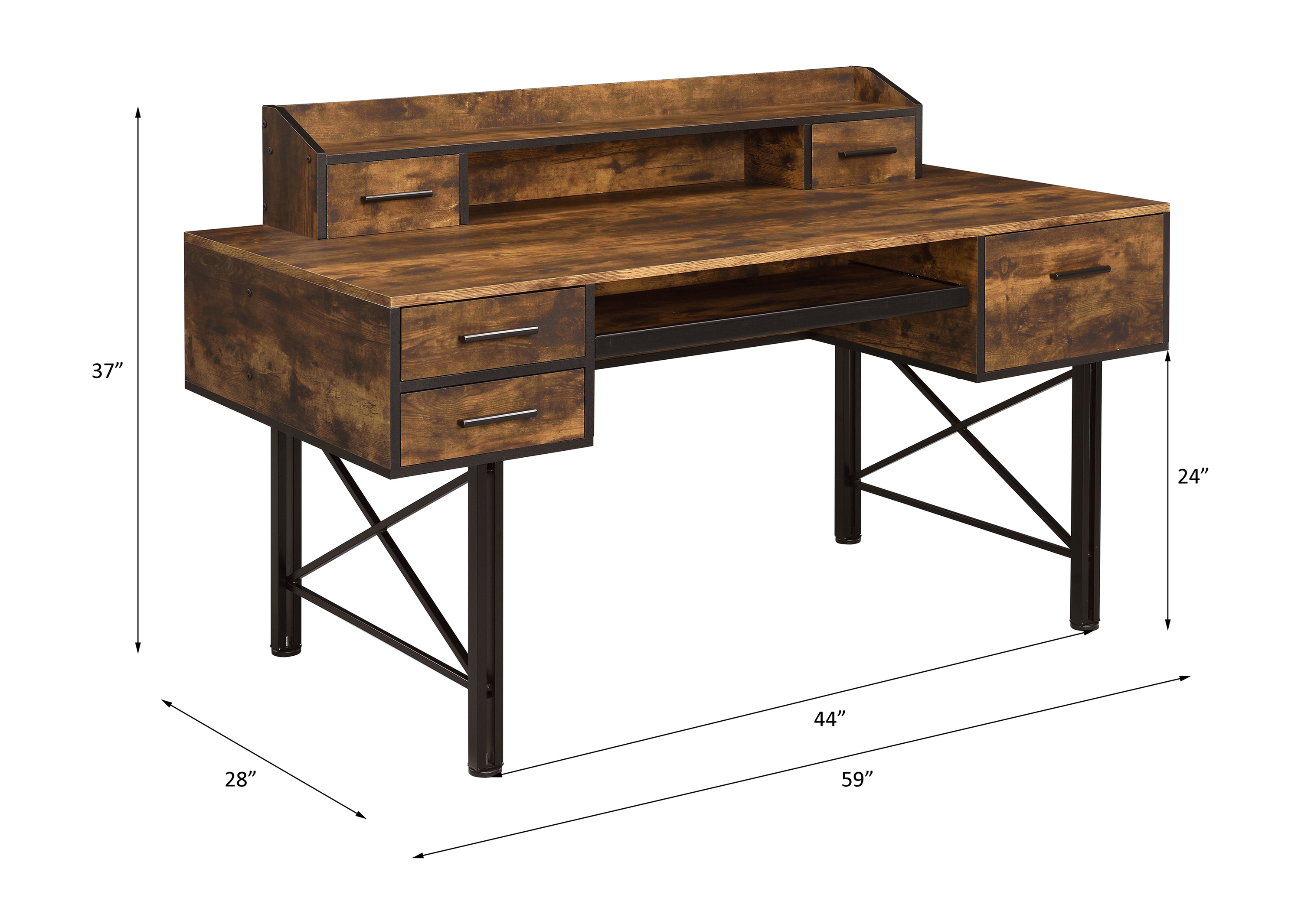 ACME Safea Computer Desk - Weathered Oak and Black Finish