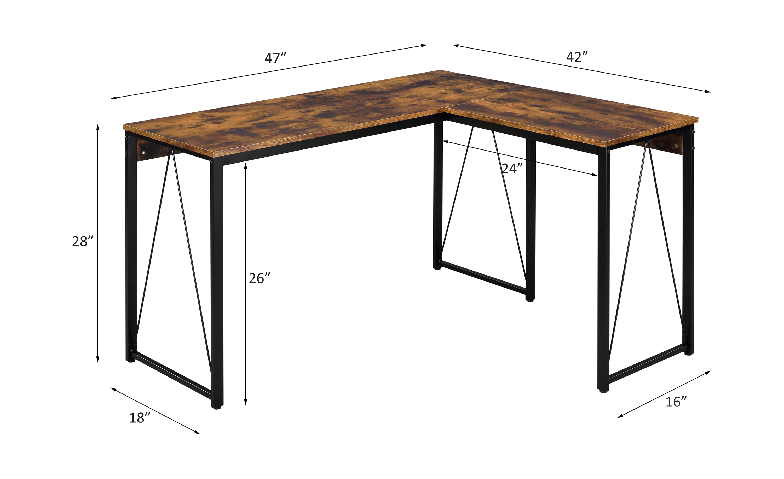 ACME Zetri Writing Desk - Weathered Oak/Black