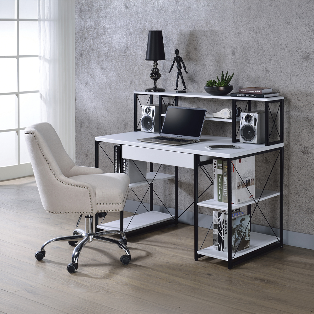 ACME Amiel Music Recording Studio Desk - White and Black