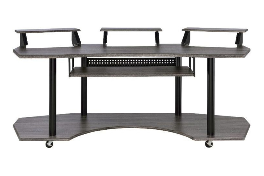 ACME Eleazar Music Recording Studio Desk - Black Oak, 3 Stands