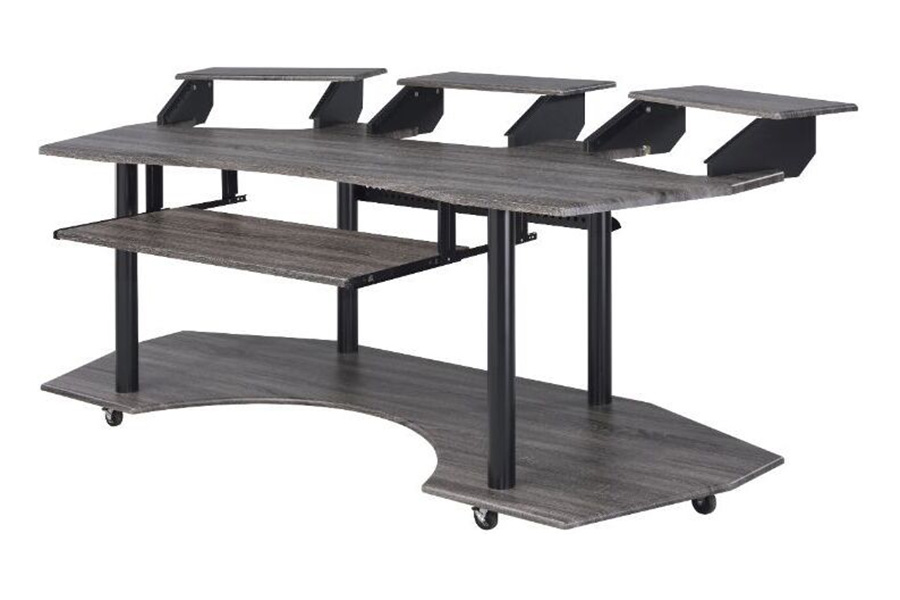 ACME Eleazar Music Recording Studio Desk - Black Oak, 3 Stands