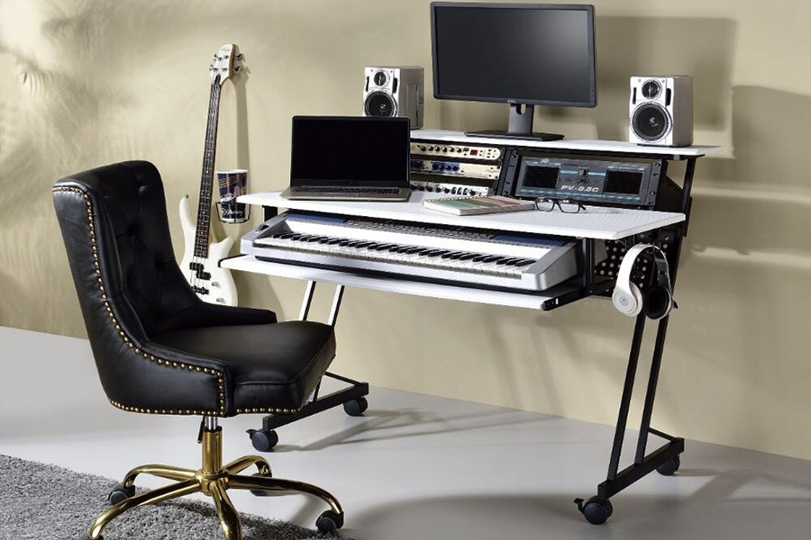 ACME Suitor Music Recording Studio Desk - White and Black