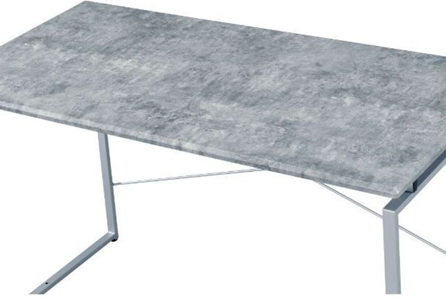 ACME Jurgen Desk - Faux Concrete and Silver