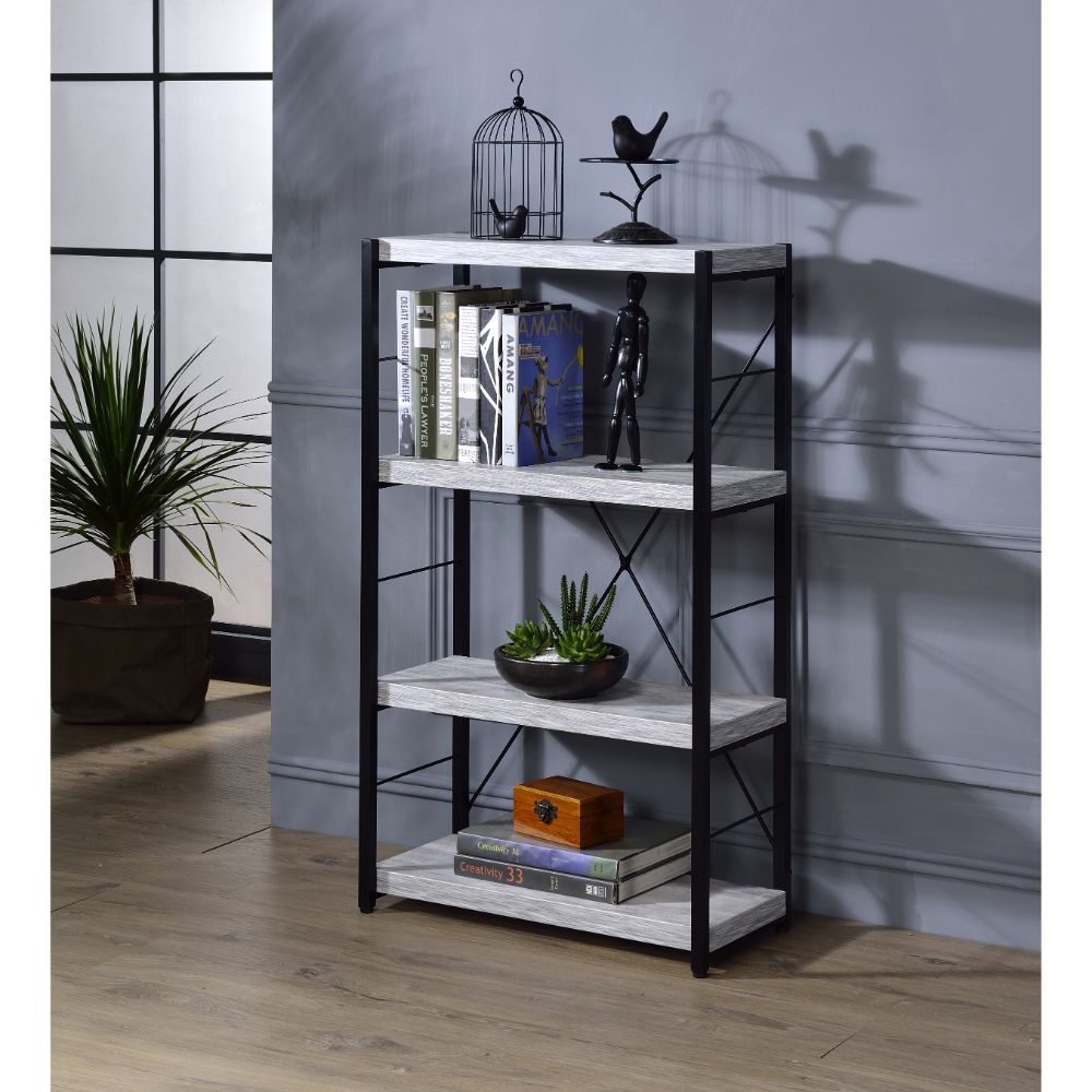 ACME™ Jurgen Bookshelf - Antique White and Black